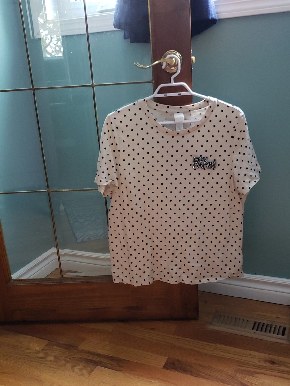 H&M White Polka Dot Short Sleeve Tee